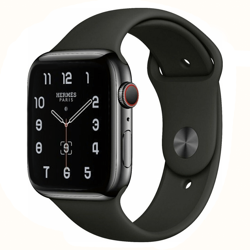 Apple Watch Series 5 Hermès Edition 44mm GPS + Cellular Unlocked - Space  Black Stainless Steel Case - Black Sport Band (2019)