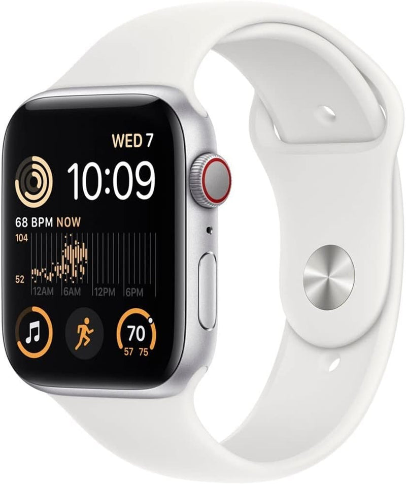 Apple Watch SE 2nd Generation 40mm GPS + Cellular Unlocked Silver Aluminum Case - White Sport Band (2022) | TekReplay