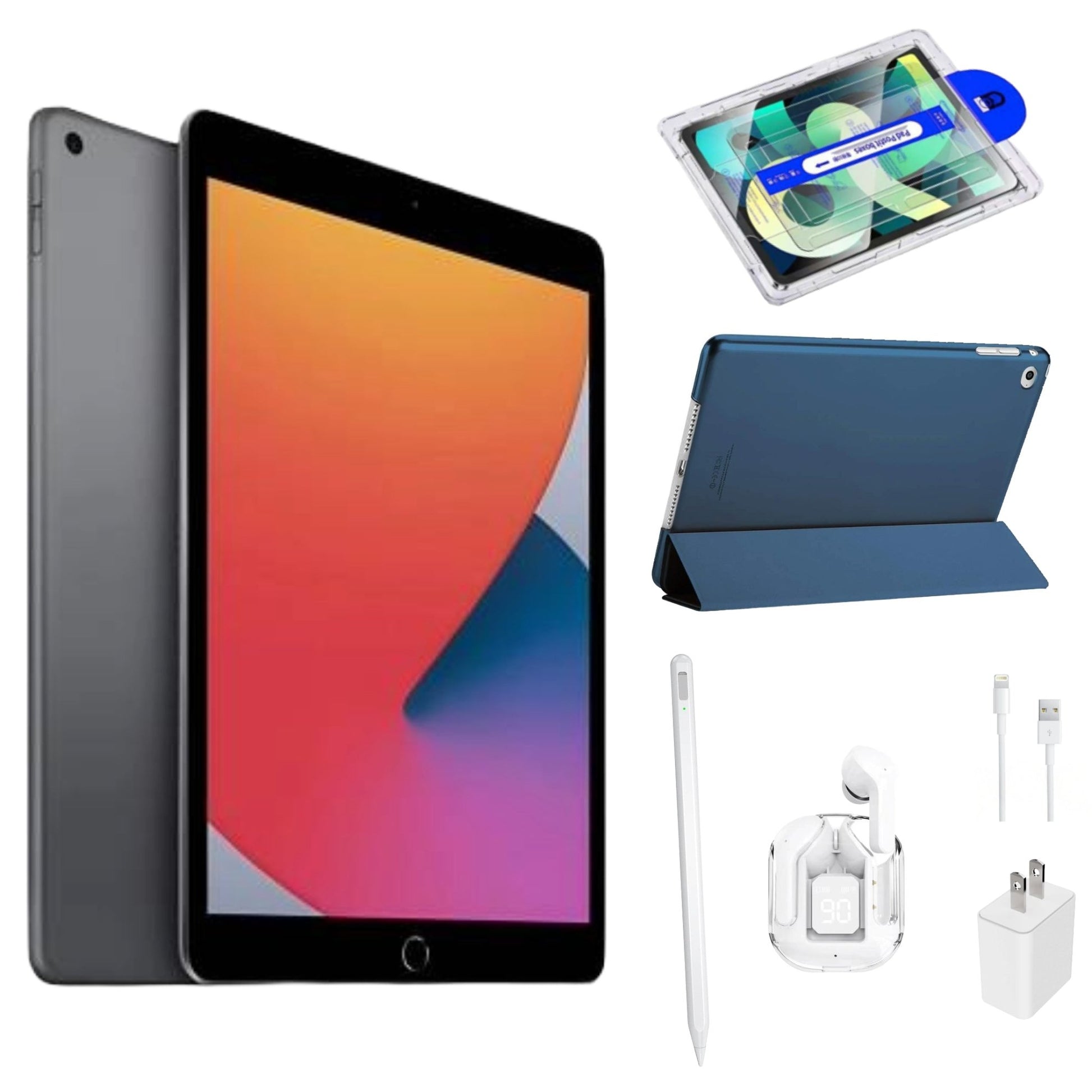 Refurbished Apple iPad 7 7th Gen 32GB Wi - Fi 10.2" Space Gray 2019 Bundle with Headphones Case & Accessories | TekReplay