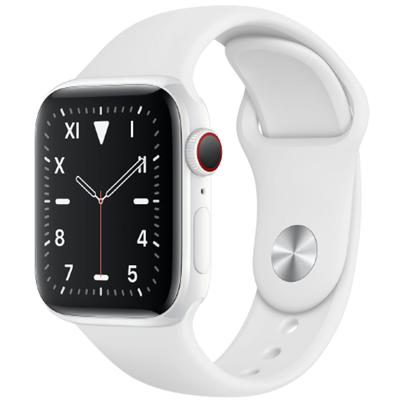 Apple Watch Series 5 44mm GPS + Cellular Unlocked - White Ceramic Case - White Sport Band (2019)