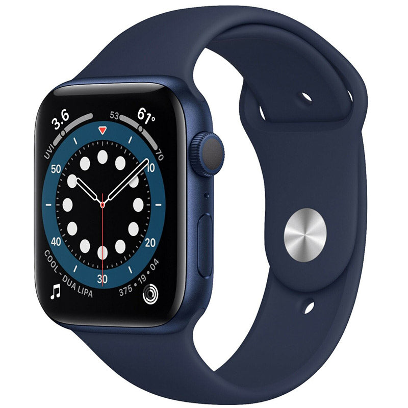 Apple Watch Series 6 44mm GPS + Cellular Unlocked - Blue Aluminum Case - Navy Sport Band (2020)