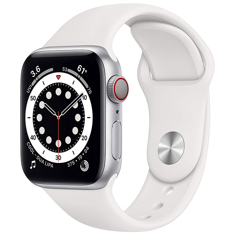 Apple Watch Series 6 40mm GPS + Cellular Unlocked - Silver Aluminum Case - White Sport Band (2020)