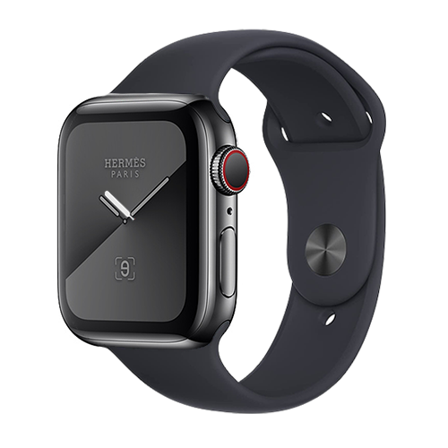 Apple Watch Series 7 Hermes Edition 45mm GPS + Cellular Unlocked - Space Black Stainless Steel Case - Black Sport Band (2021)