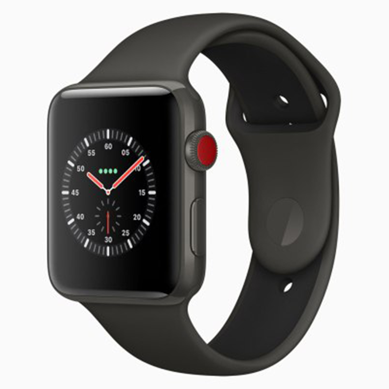 Apple Watch Series 3 42mm GPS + Cellular Unlocked - Gray Ceramic Case - Black Sport Band (2017)