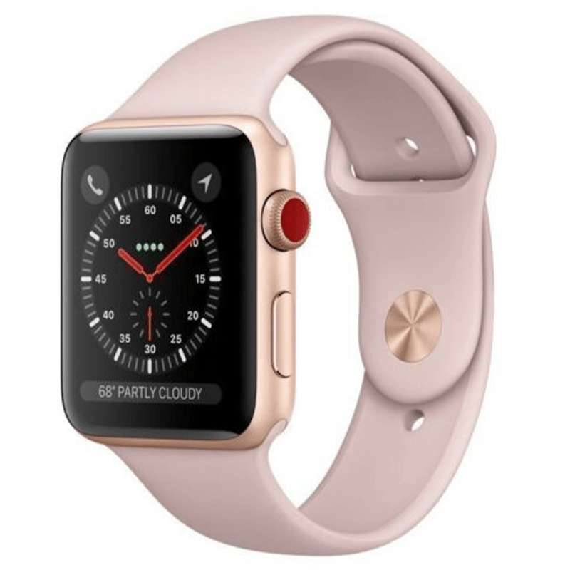 Apple Watch Series 3 38mm GPS + Cellular Unlocked - Gold Aluminum Case - Pink Sport Band (2017) - TekReplay