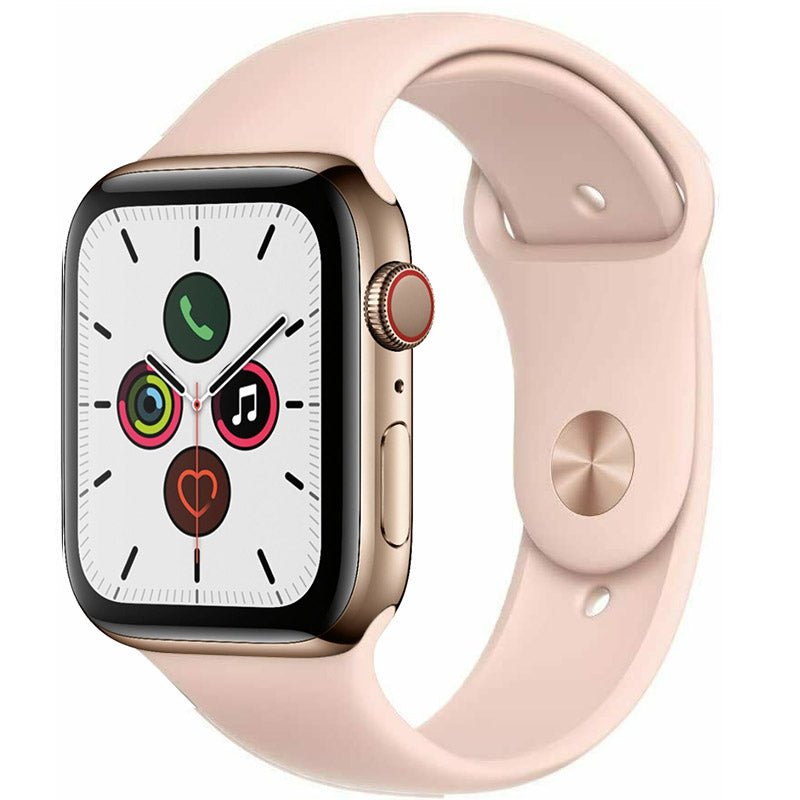 Apple Watch Series 5 40mm GPS + Cellular Unlocked - Gold Stainless Steel Case - Pink Sport Band (2019) - TekReplay