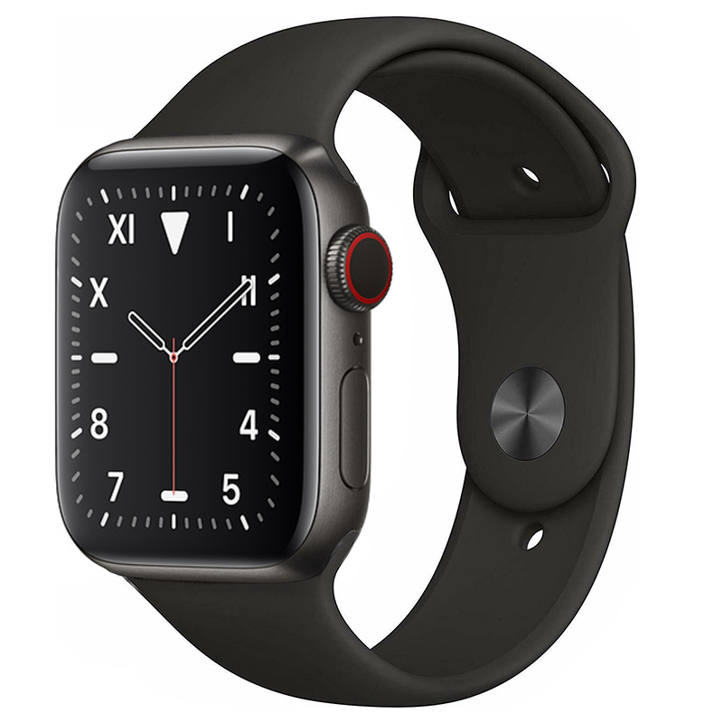 Apple Watch Series 5 40mm GPS + Cellular Unlocked - Space Black Titanium Case - Black Sport Band (2019)