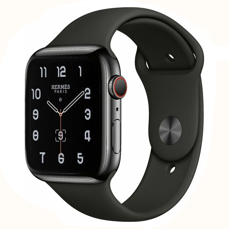 Apple Watch Series 5 Hermès Edition 40mm GPS + Cellular Unlocked - Space Black Stainless Steel Case - Black Sport Band (2019)